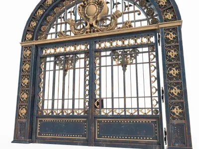 Ancient architectural structure iron gate 3D model