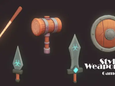 Stylized Weapons Pack Low-poly 3D model