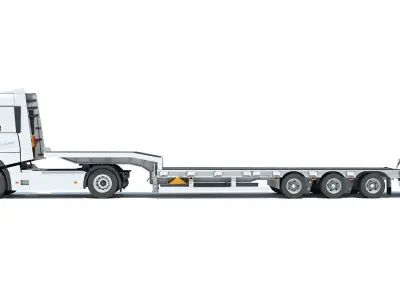 Truck with Platform Trailer 3D model