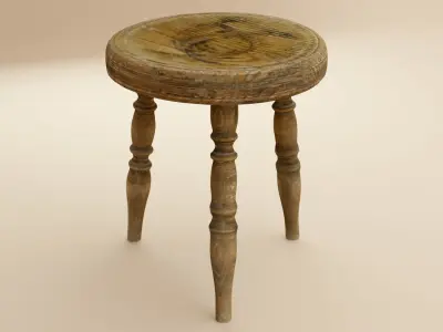 Vintage Stool Low-poly 3D model