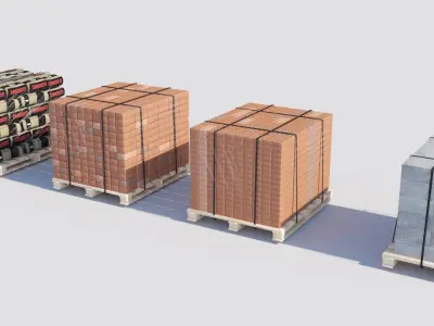 Pallet Collection with bricks 3D model purchase