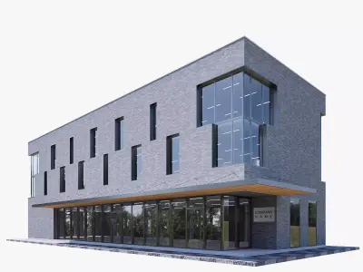 commercial building Low-poly 3D model 2