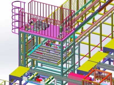 Car delivery final assembly line 3D model