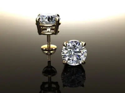 4-Prong Solitaire Earring 6MM50 3D print model