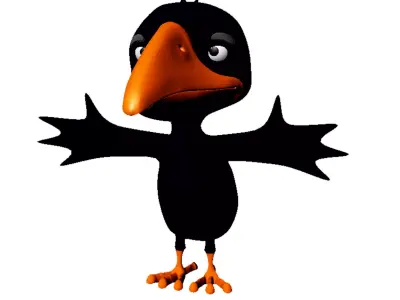 Crow cartoon Low-poly 3D model
