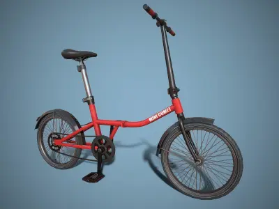 Single-speed Folding Bicycle Low-poly 3D model