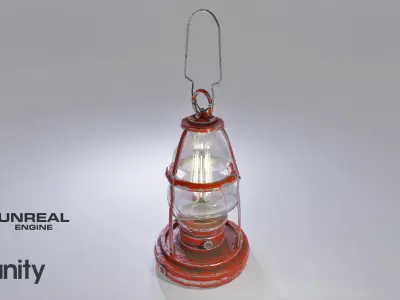 Old Lamp Scratched Low-poly 3D model