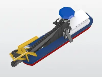 Chain Bucket Dredger 3D model