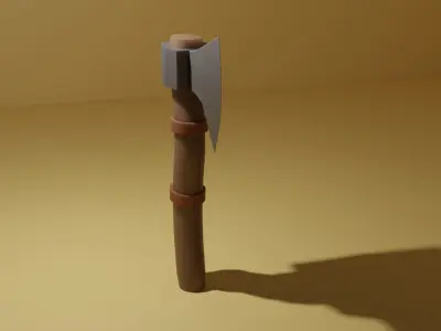 Simple Wood Axe Weapon low-poly game ready Low-poly 3D model