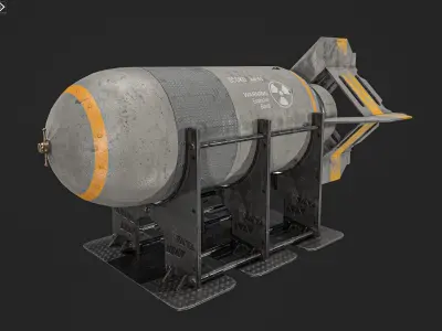 Aircraft bomb And Holder Low-poly 3D model