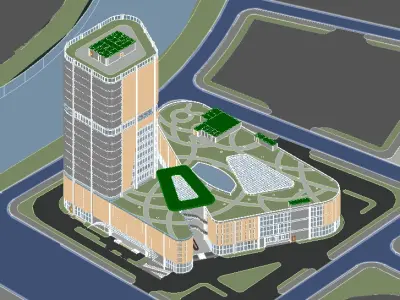 commercial center combined with office buildings 3D model purchase