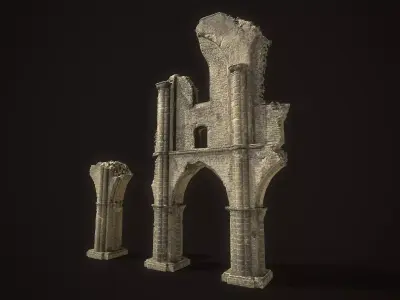 Ancient Cathedral Ruins Low-poly 3D model