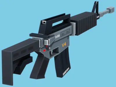 Blocky Stylized M4A1 Assault Rifle - Low Poly Game Ready Low-poly 3D model