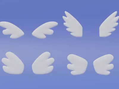 Cartoon Cute Wings Collection 3D model