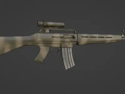 Retro Assault Rifle Low-poly 3D model