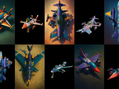 AirCraft bundle 2 pack 100 glb Low-poly 3D model