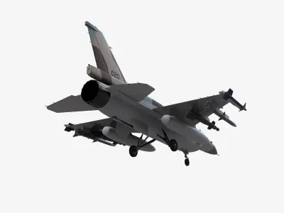 General Dynamics F-16D Brakeet Free low-poly 3D model