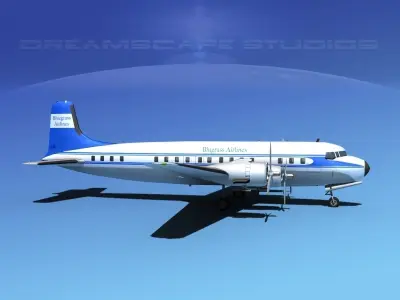 Douglas DC-7B Blue Grass Airlines 3D model