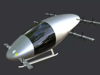 Low Poly Simple Cartoon Flying Car Low-poly 3D model