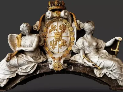 baroque figures palace entrance sculpture photogrammetry Low-poly 3D model