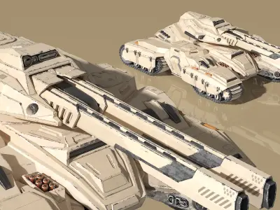 Sci Fi Artillery Battle Tank Sand Color  purchase 3D model
