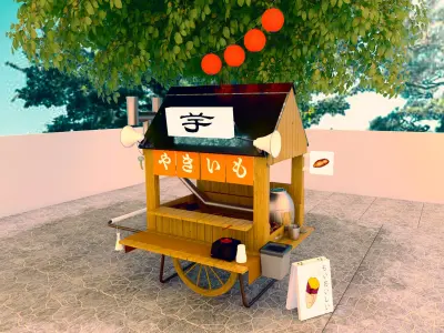 Baked sweet potato cart 3D model