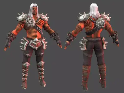 Barbarian 2 character in armor Low-poly 3D model