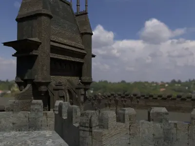 castle with two towers 3D model