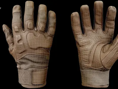 Tactical Gloves 014 Low-poly 3D model