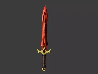 Crimson Monarch-Stylized fantasy sword- Game-Ready Low-poly 3D model