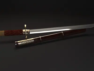 Katana Low-poly 3D model chinese sword 3D model