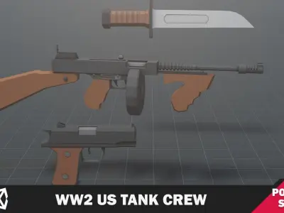 WW2 US Tank Crew Low-poly 3D model