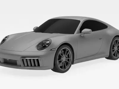Modern Sports Coupe in Matte Grey Low-poly 3D model