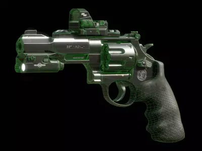 Smith and Wesson MP R8 Revolver Low-poly 3D model