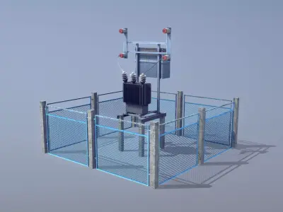 Railway RW Power Station Low-poly 3D model