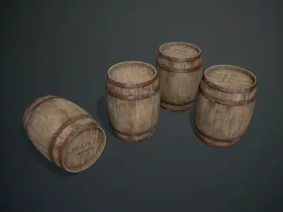Realistic Wooden Barrel Low-poly 3D model purchase