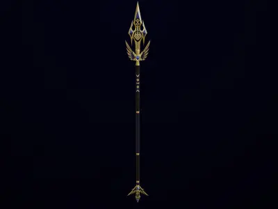 Fantasy Trident 05 All PBR Unity UE Textures Included Low-poly 3D model