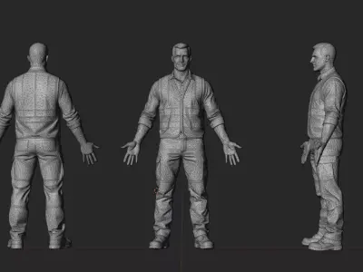 Construction Worker  Low-poly 3D model