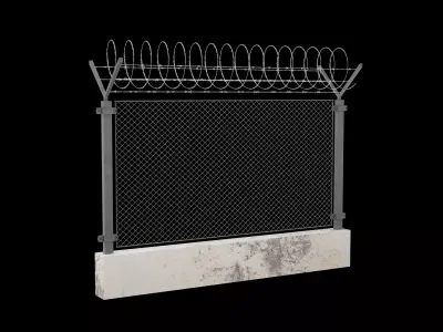 New High Security Razor Barbed Wire Fence Low-poly 3D model