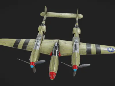 Lockheed P-38 Lightning Low-poly 3D model