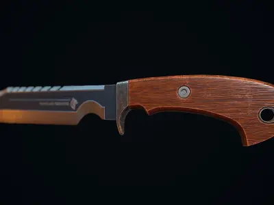 Long Hunter Knife Low-poly 3D model