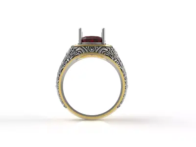 Elegant Ruby Stone Mens Ring 3D print model