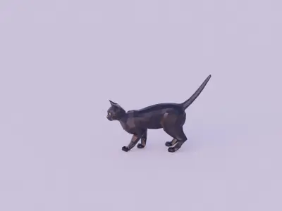 Black cat rigged animated character Free low-poly 3D model
