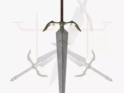 Medieval Sword Claymore Legend Galatea LowP Free 3D model