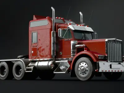 American semi truck 3D model purchase