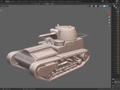 Leichttraktor Tank Base Mesh Low-poly 3D model