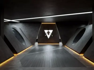 Dark-themed gym 3D model