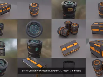 Sci-Fi Container collection Low-poly 3D model 