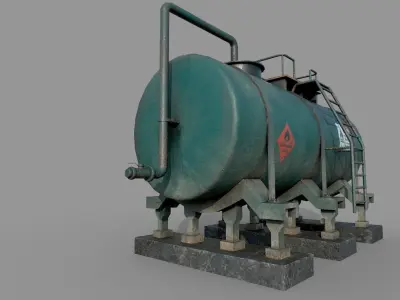 Industrial Old Tank Low-poly 3D model