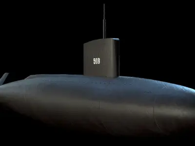 USS Albacore Submarine Low-poly 3D model